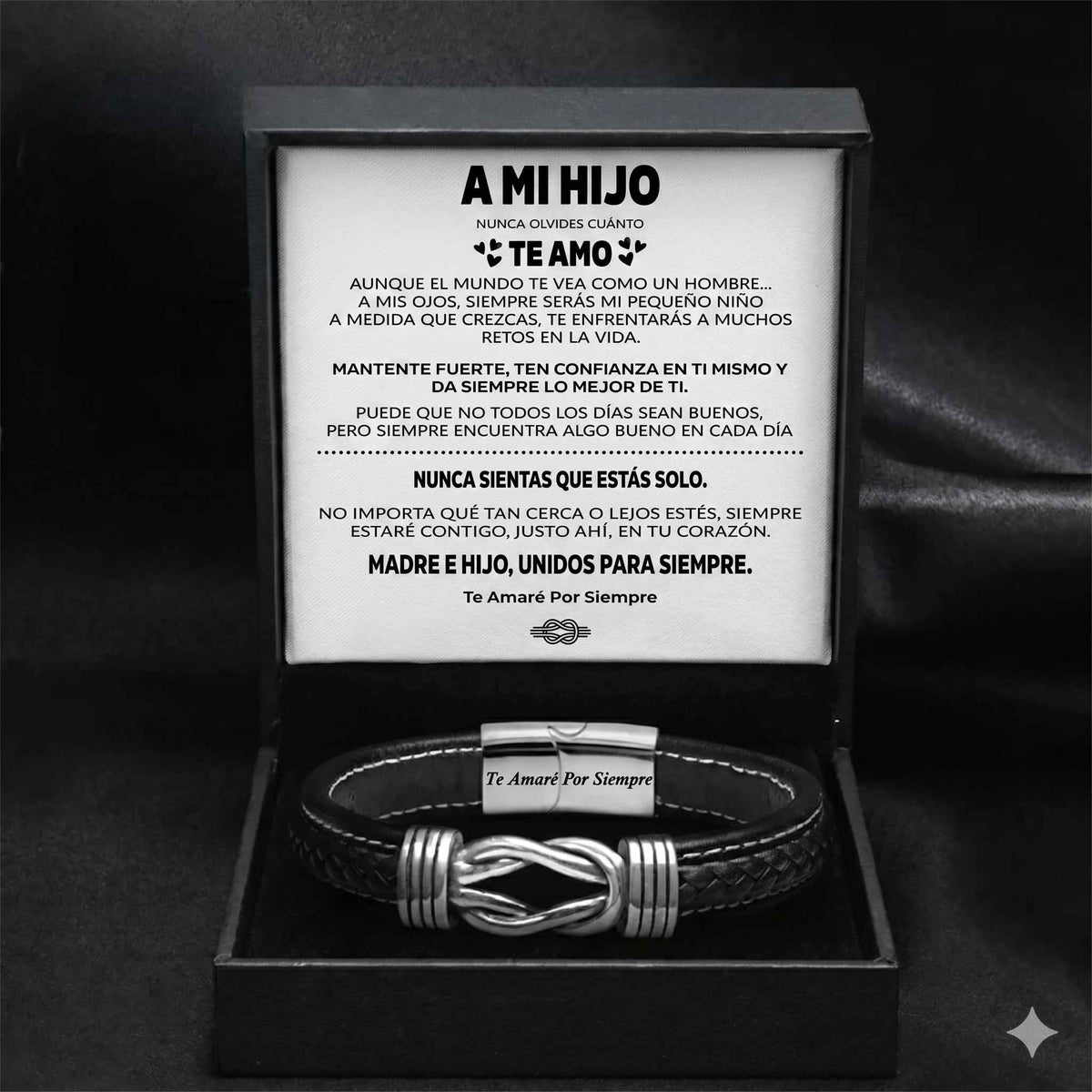 A MI HIJO | UNIDOS PARA SIEMPRE | PULSERA DE CUERO