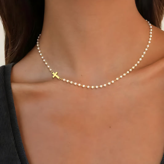 Collar Cruz de Perlas